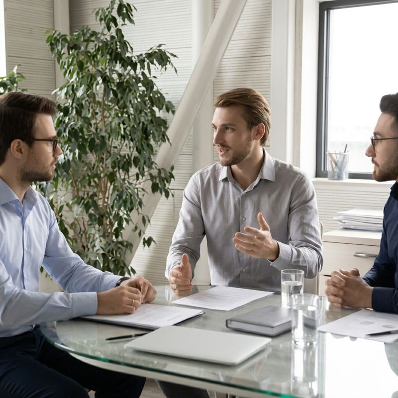 Reunión de trabajo con un cliente para armar una solución a medida